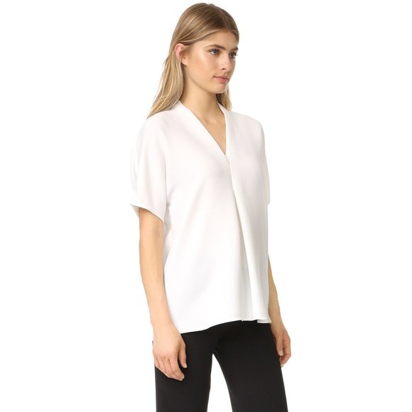 SoldE Vince Layered Vneck Crepe Blouse in Pink - Picture 2 of 14